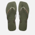 Havaianas Slim Square Logo Metallic Rubber Flip Flops
