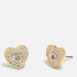 Coach C Heart Gold-Tone and Crystal Earrings