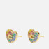 Coach Pave Heart Gold-Plated Crystals Stud Earrings