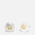Coach Coin C Faux Pearl Gold-Tone Stud Earrings