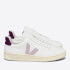 Veja Women's V-12 Leather Trainers - Extra White/Parme Magenta
