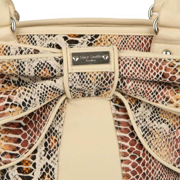 Suzy Smith Nora snakeskin bow detail shoulder bag