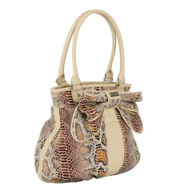 Suzy Smith Nora snakeskin bow detail shoulder bag