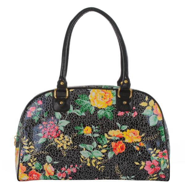 Yumi large vintage style floral print bowling bag