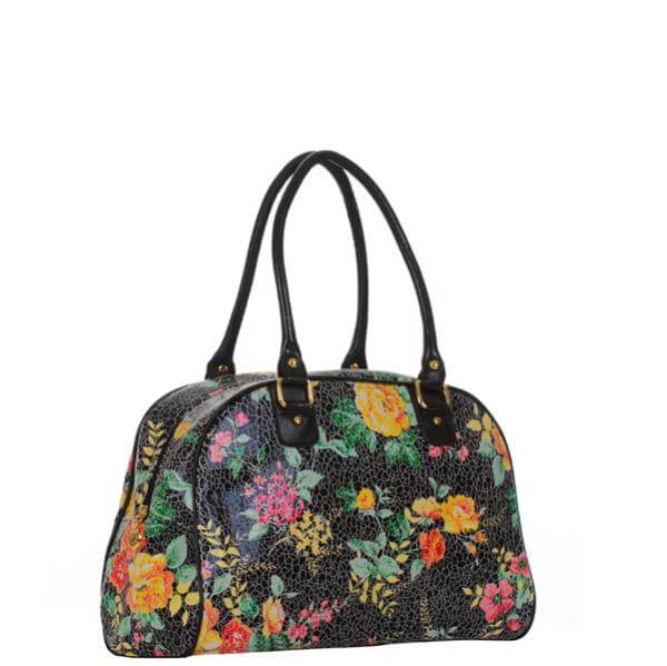 Yumi large vintage style floral print bowling bag