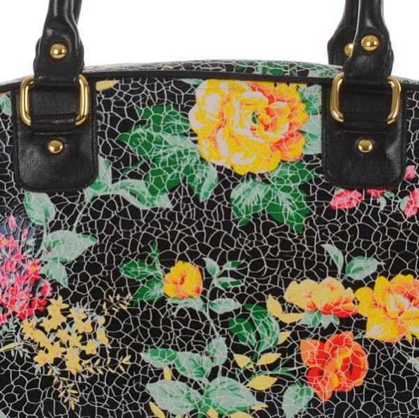 Yumi large vintage style floral print bowling bag