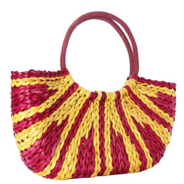 French Connection Sunrise Straw Bag  - Very Berry/Mustard