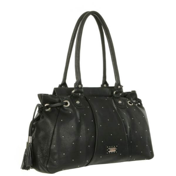 Suzy Smith Leather Pinhead Studded Large Tote Bag 