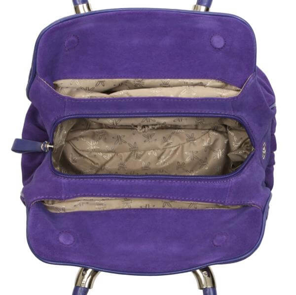 Ri2k Ivy Suede and Leather Pleat Front Grab Bag