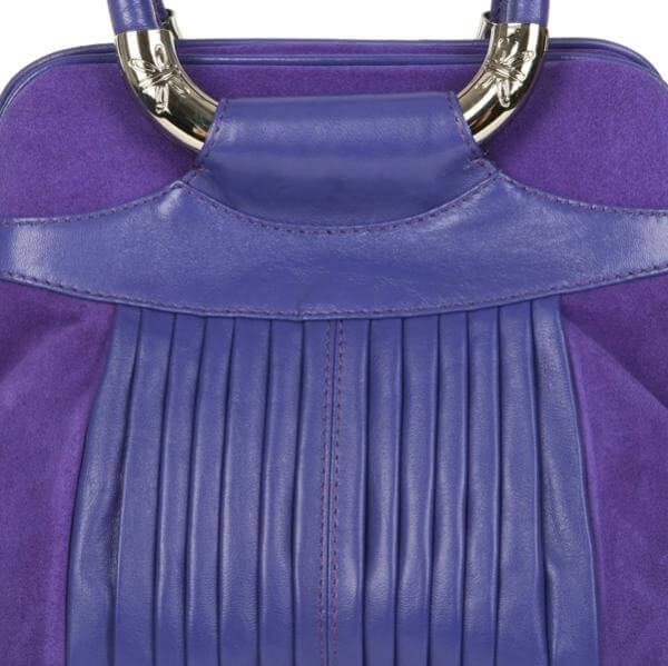 Ri2k Ivy Suede and Leather Pleat Front Grab Bag