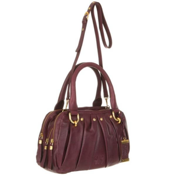 Ri2k Tannah Pleated Triple Compartment Leather Tote Bag 