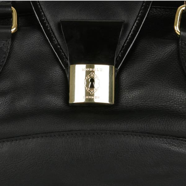 MODALU BUDDHA LEATHER LOCK FRONT GRAB BAG - BLACK