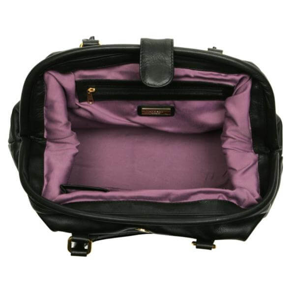 MODALU BUDDHA LEATHER LOCK FRONT GRAB BAG - BLACK