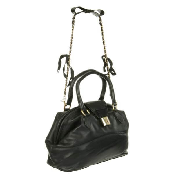 MODALU BUDDHA LEATHER LOCK FRONT GRAB BAG - BLACK