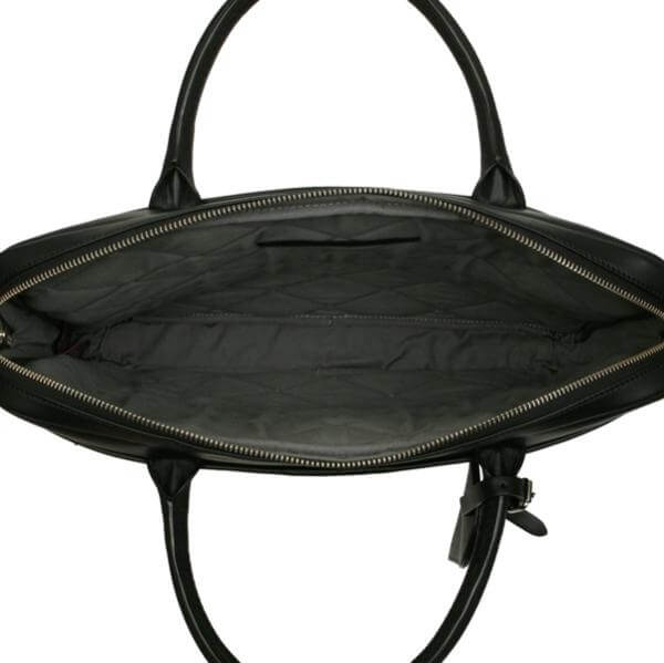 Penelope and Parker Carlito Leather Large Zip Laptop Bag - Black