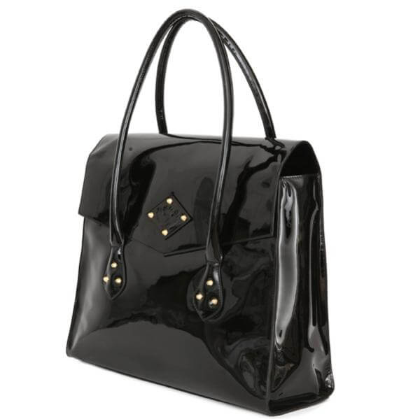 Penelope and Parker Lara Patent Leather Laptop Bag Black