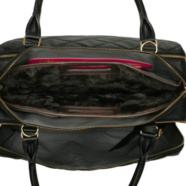 Penelope and Parker Lizi Quilted Leather Laptop Bag - Black