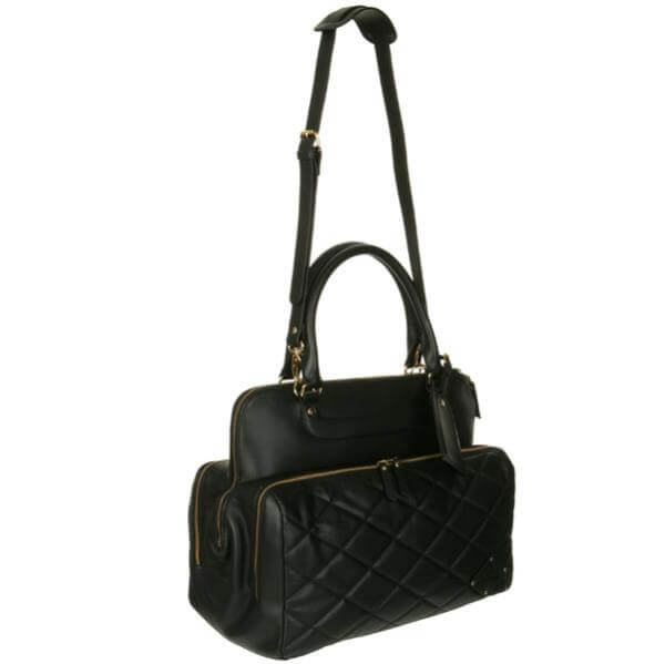 Penelope and Parker Lizi Quilted Leather Laptop Bag - Black