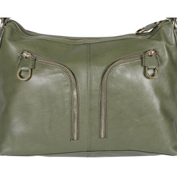 Ted Baker Dara Leather Zips Shoulder Bag - Khaki