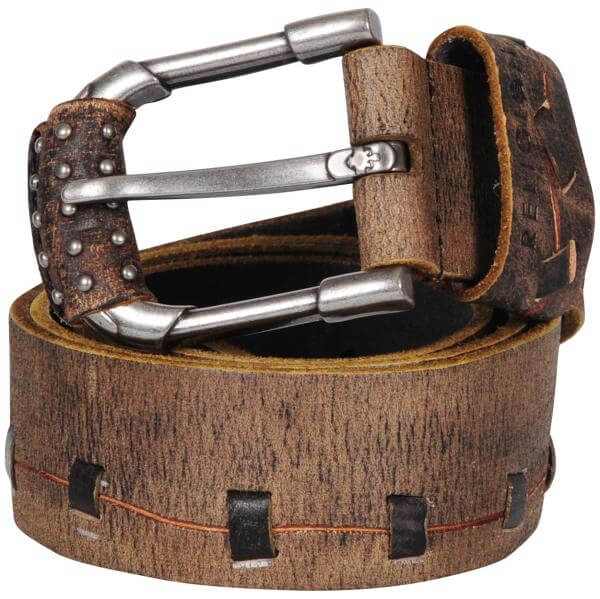 Religion scar stitch leather belt