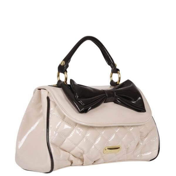 Suzy Smith Quilted Bow Detail Grab Bag- cream 