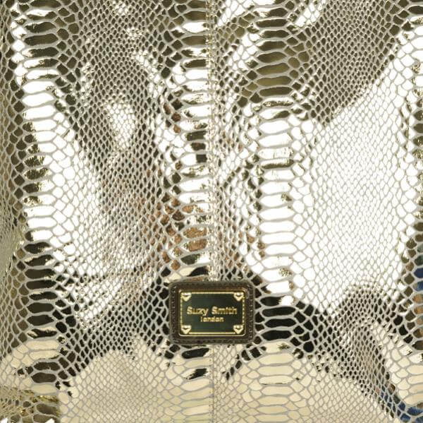 Suzy Smith Metallic Croc Effect Shopper/ Tote Bag - Gold