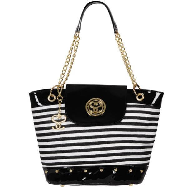 Suzy Smith Nautical Stripe Shopper Bag- black stripe