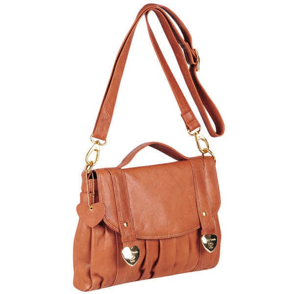 Suzy Smith Leather Cross Body Satchel Bag - Tan