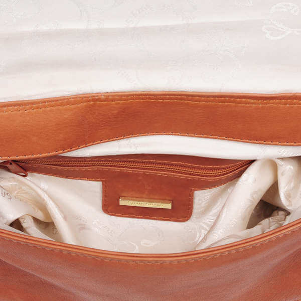 Suzy Smith Leather Cross Body Satchel Bag - Tan
