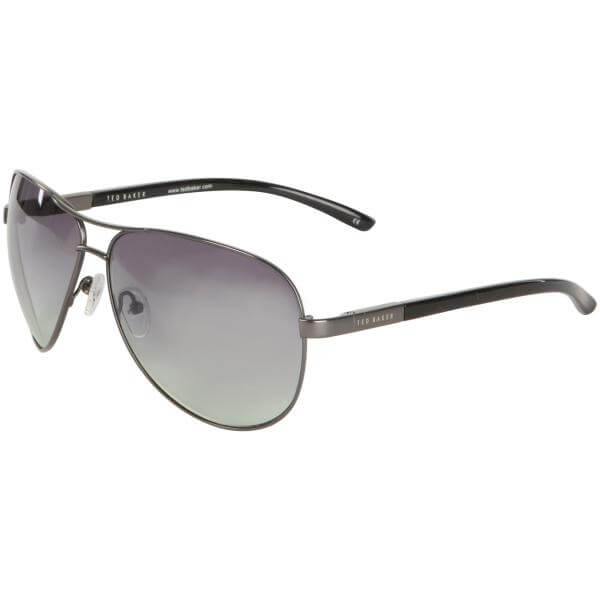 Ted Baker Daniel Classic Metal Aviator Sunglasses - Gun Frame/ Grey Lens