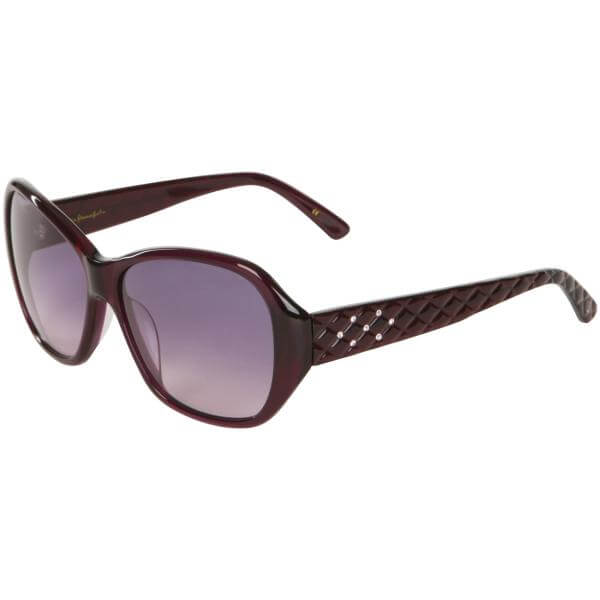 Lulu Guinness Dita Quilted Arm Retro Sunglasses - Purple Frame/ Grey Lens