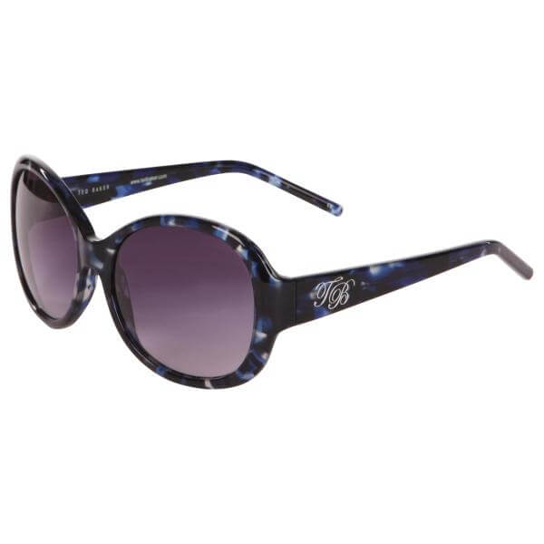Ted Baker Arabelle Oversized Tb Logo Sunglasses Blue Frame Grey Lens