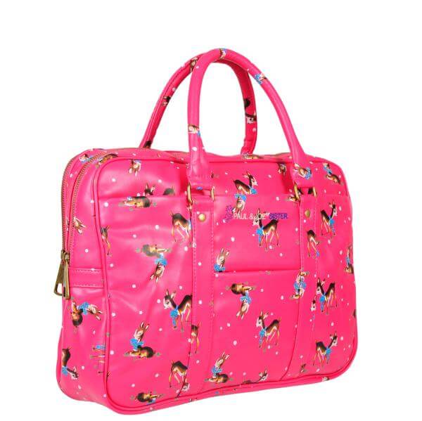 Paul & Joe Sister Adek Printed Tote/ Laptop Bag - Fuchsia Pink Print