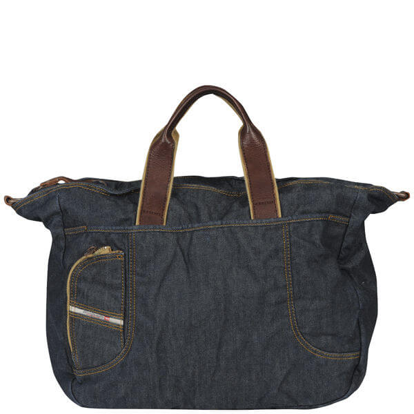 Diesel DNA Infusion Denim Leather Large Holdall Blue Denim H1940