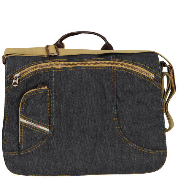 Diesel DNA Infusion Energy Denim/Leather Satchel - Blue Denim H1940