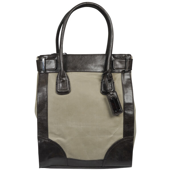 French Connection Women's Liza Tote Bag - Sandscript/Chocolate Brown
