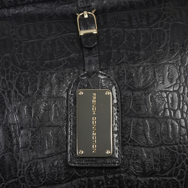 French Connection Women's Sneaky Croc Tote/Crossbody Bag - Black Croc
