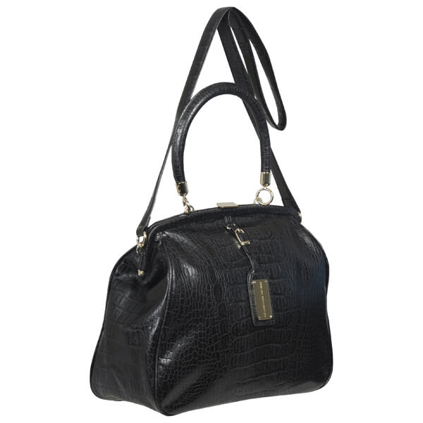 French Connection Women's Sneaky Croc Tote/Crossbody Bag - Black Croc