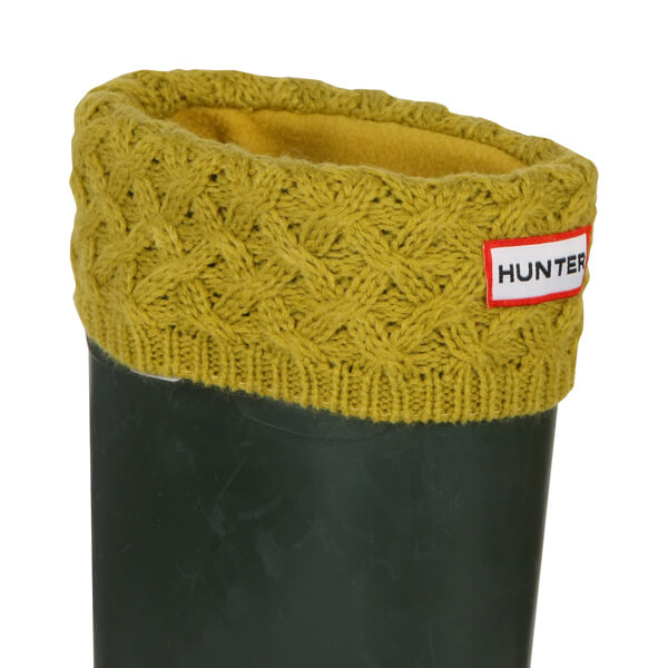 Hunter Unisex Basketweave Cuff Welly Socks Mustard