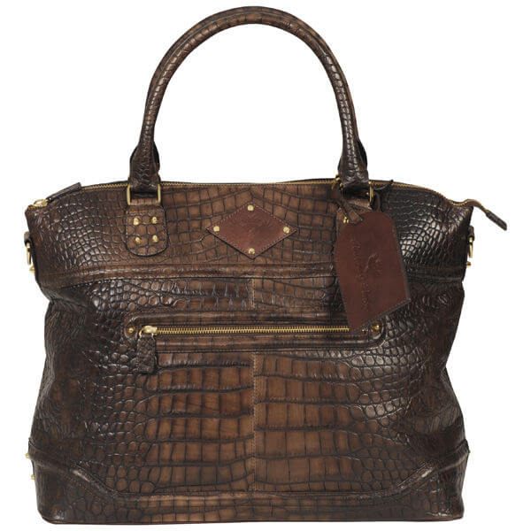 Penelope & Parker Roxy croc printed Leather laptop bag