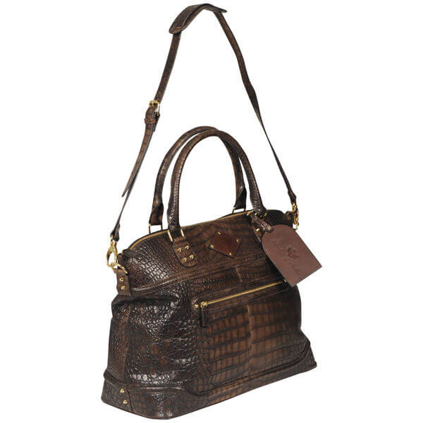 Penelope & Parker Roxy croc printed Leather laptop bag