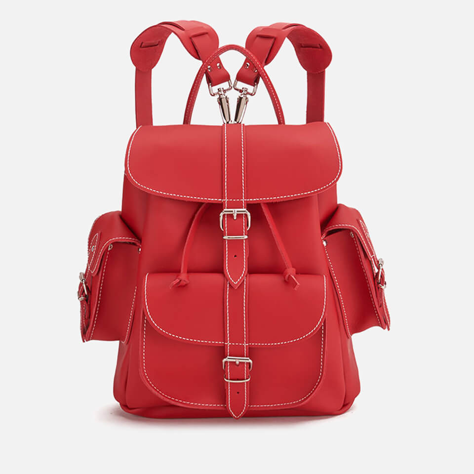 Grafea Red Hot Medium Leather Rucksack - Red