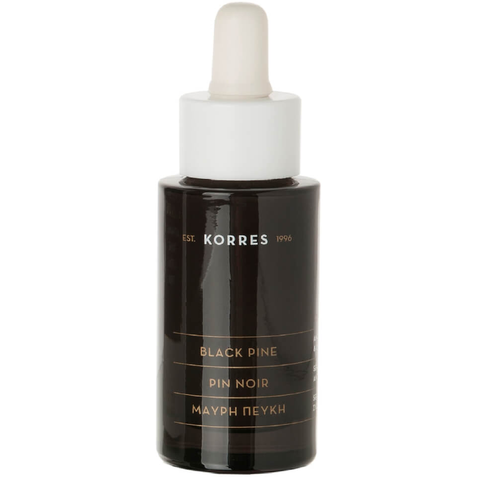 KORRES Black Pine Anti-Wrinkle and Firming Face Serum Bottle and Dropper 30ml 30ml