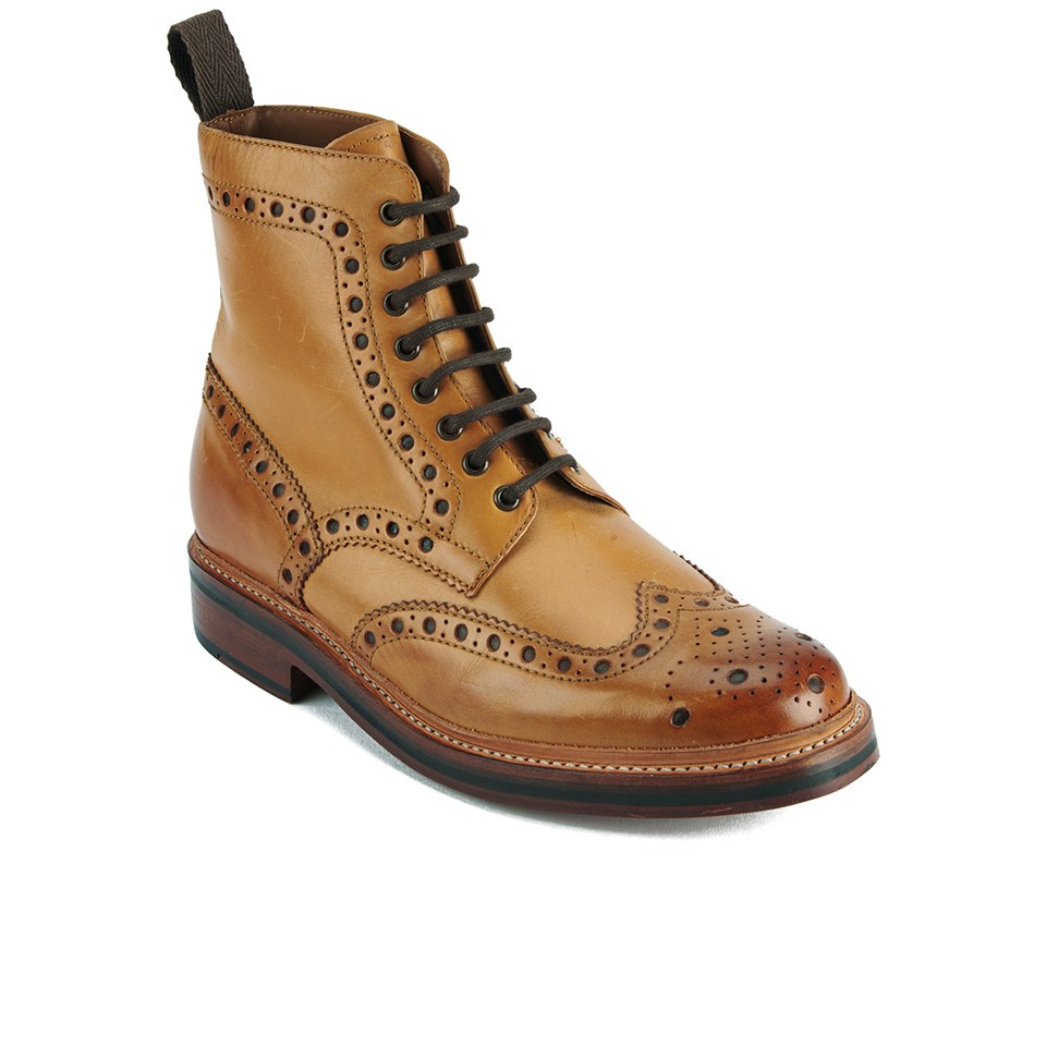 Grenson Men s Fred Brogue Boots Tan Allsole