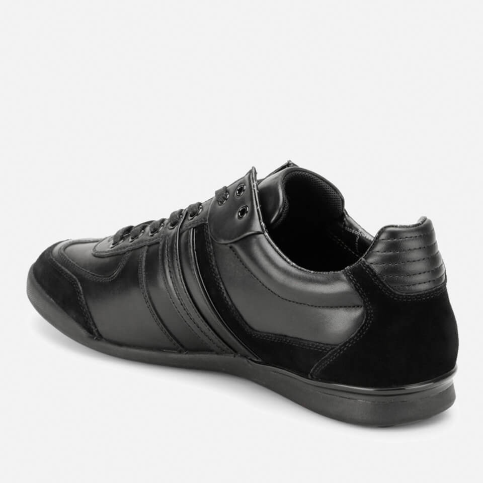 BOSS Green Men s Aki Leather Suede Trainers Black Allsole