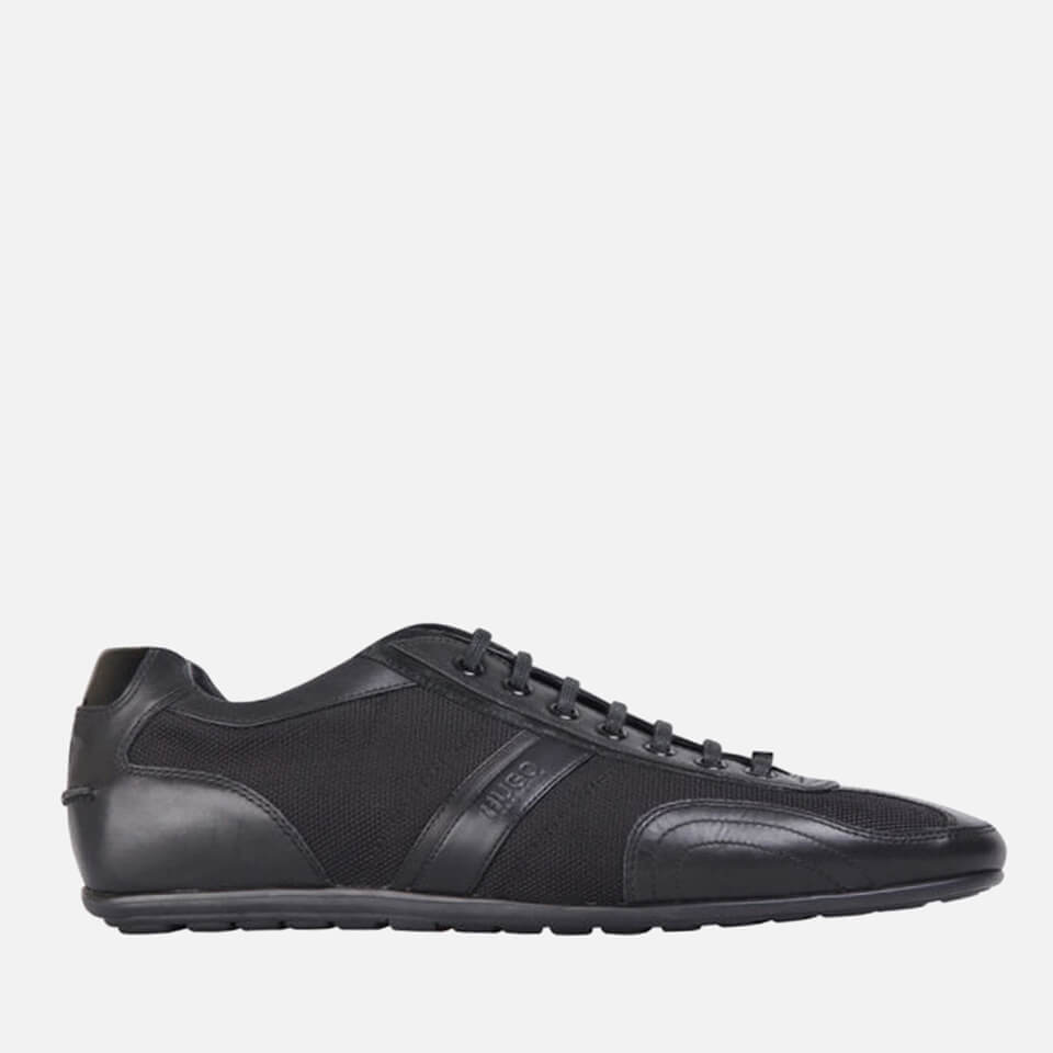 HUGO Men s Thatoz Textile Leather Trainers Black Allsole