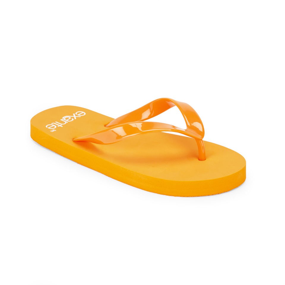 PE Beach Flip Flops with PVC Strap - Orange - Large