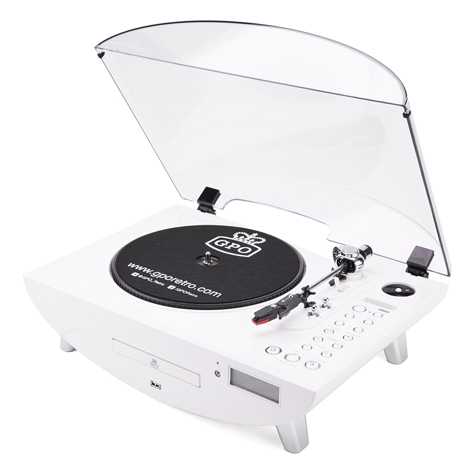 GPO Retro Jive 3 Speed Record Player with CD and MP3 - White