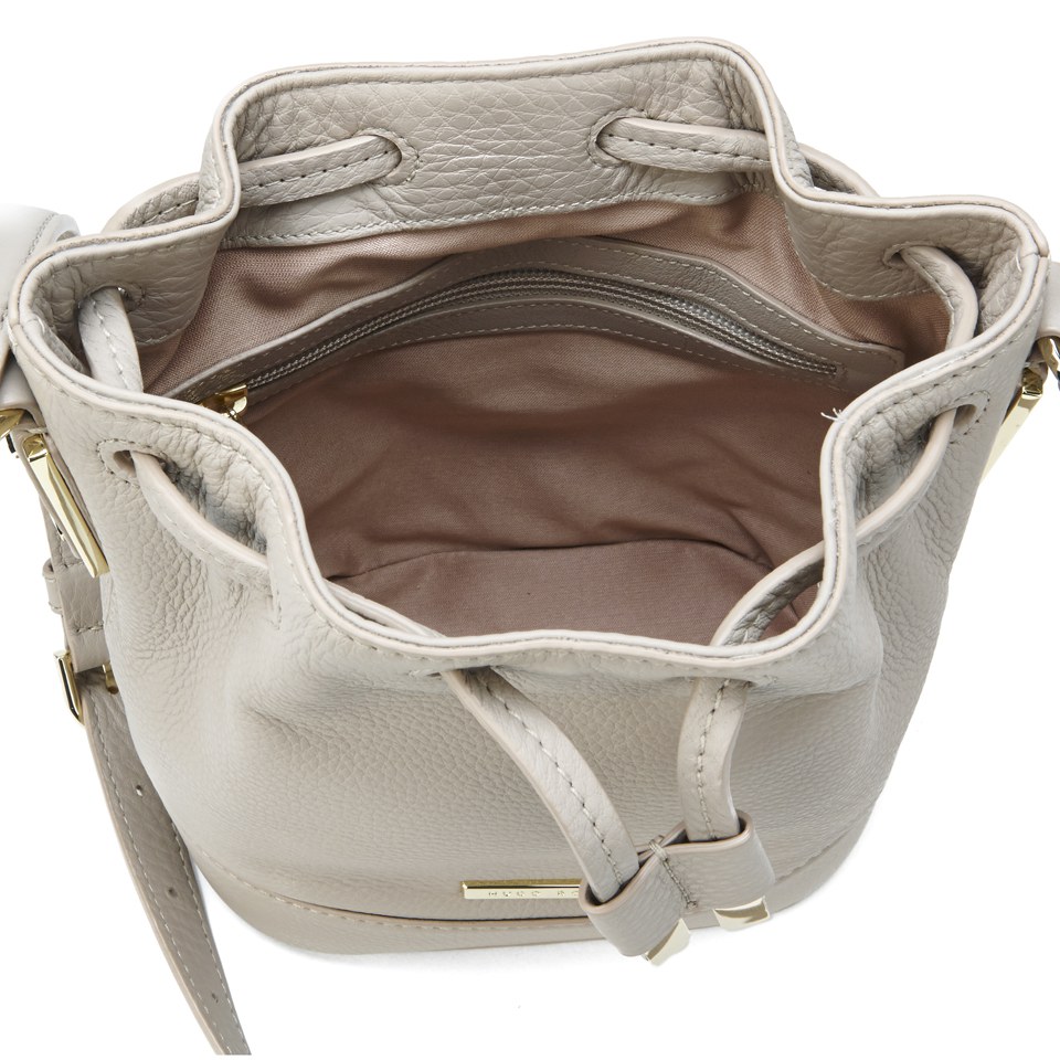 BOSS Hugo Boss Malinda-G Drawstring Leather Bucket Bag - Open Grey