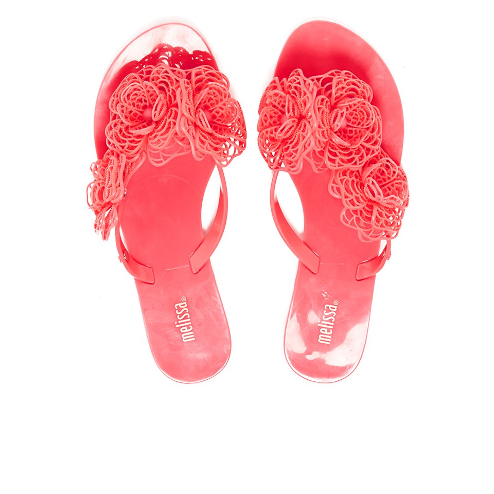 Melissa Women s Harmonic Garden Flower Flip Flops Pink Neon Allsole